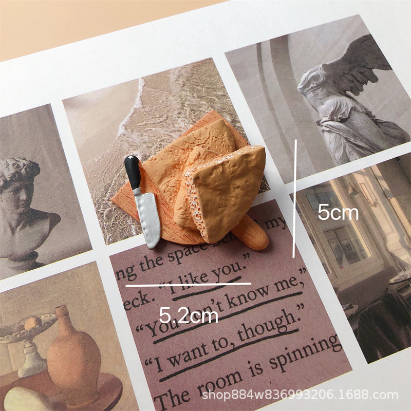 Alimentos y juegos serie creativa simulación tridimensional gourmet huevo pan café azúcar calabaza desayuno resina decorativa refrigerador pegatinas