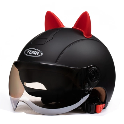 Motosiklet dəbilqələri, Universal Electric Battery Motorcycle Helmet - one-size-fits-all-matte-black-red-ear-w-comes-with-warm-ear-protection-removable
