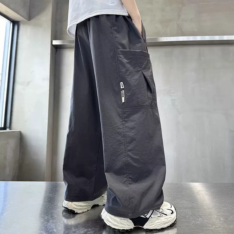 男童帅气潮牌休闲裤子2025新款儿童直筒卫裤宽松中大童工装长裤子