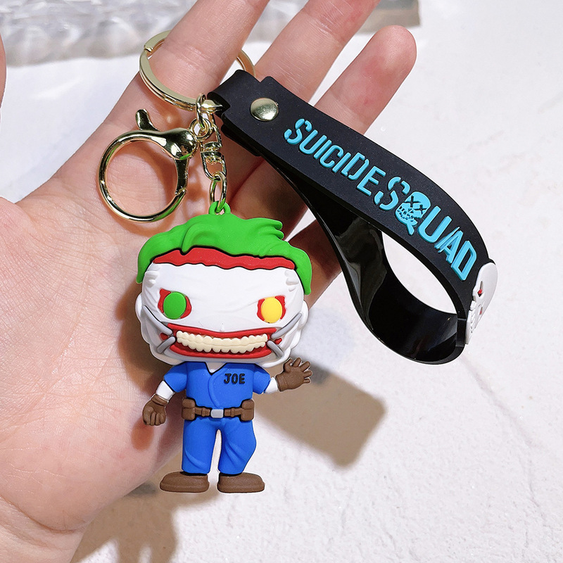 スーパーヒーローキーホルダージョーカーガールジョーカーキーホルダーサイコパスハーレークイン人形ペンダント|undefined