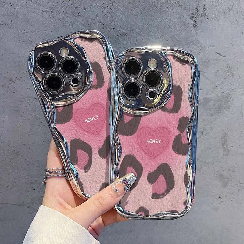 电镀粉豹纹适用苹果16pro手机壳新款iphone15promax卡通13个性17|undefined