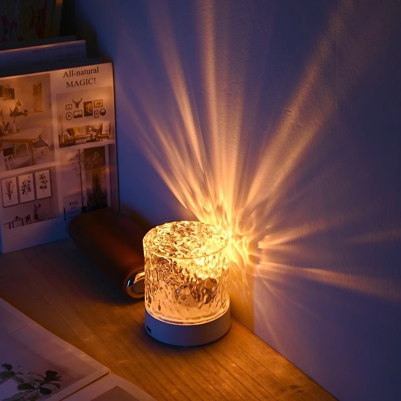 創意的な睡眠のベッドの頭の電気スタンドの水の波紋の動態の投影灯の雰囲気の夜の明かりの寝室の高級感の小さい夜の明かり|undefined