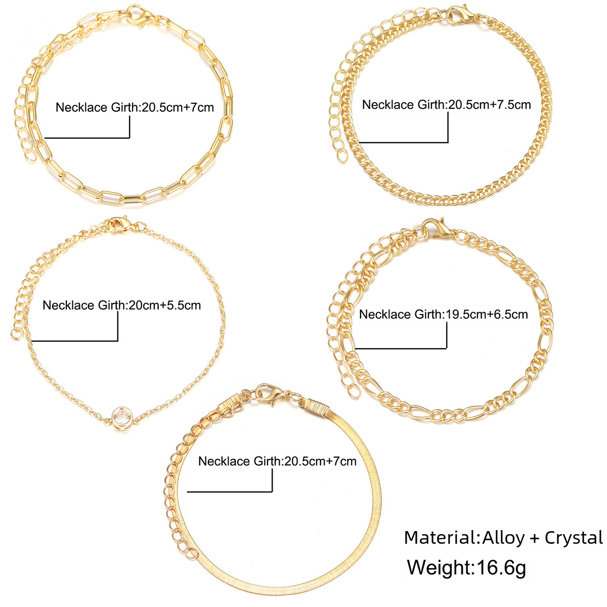 nuovo braccialetto a catena con osso di serpente, 5 pezzi, moda semplice, con catena multistrato con diamanti incastonati, braccialetto impilato per donna_voghion.com