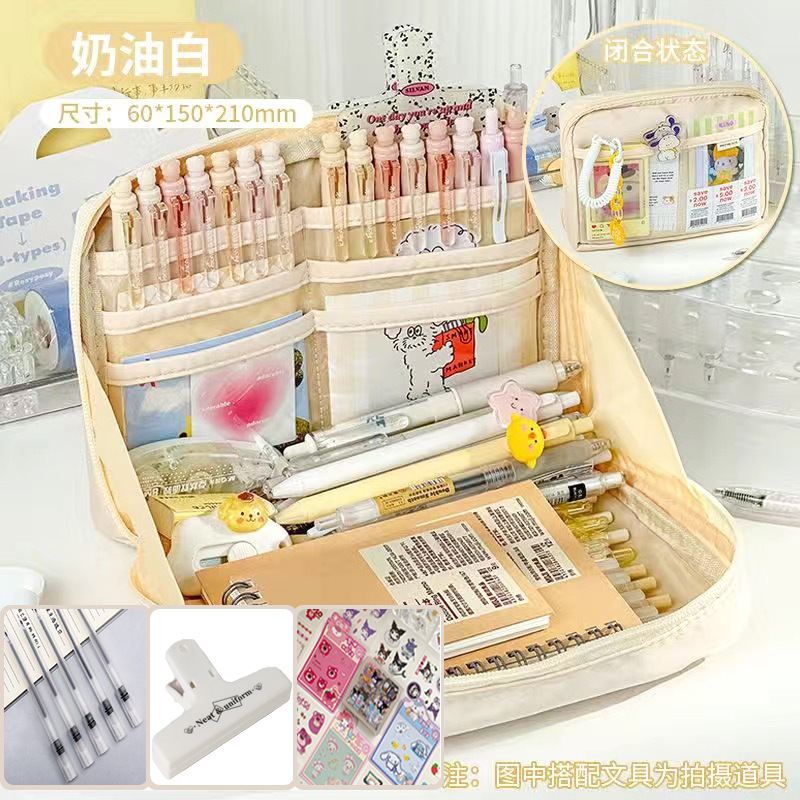 Nueva caja de lápices de gran capacidad de 12 capas de alto aspecto dopamina chica papelería caja de lápiz de almacenamiento de estudiantes de secundaria