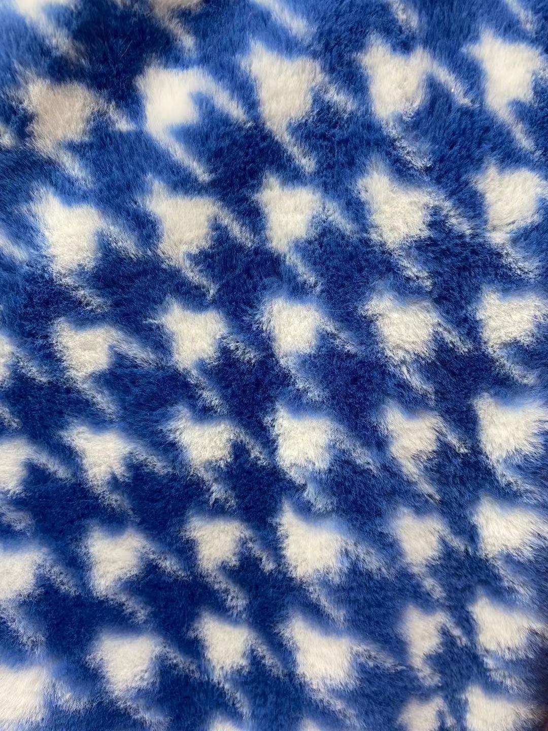 Houndstooth pequeña piel de conejo Impresión de imitación de conejo ropa de peluche tela de felpa alfombra de juguete tela en stock