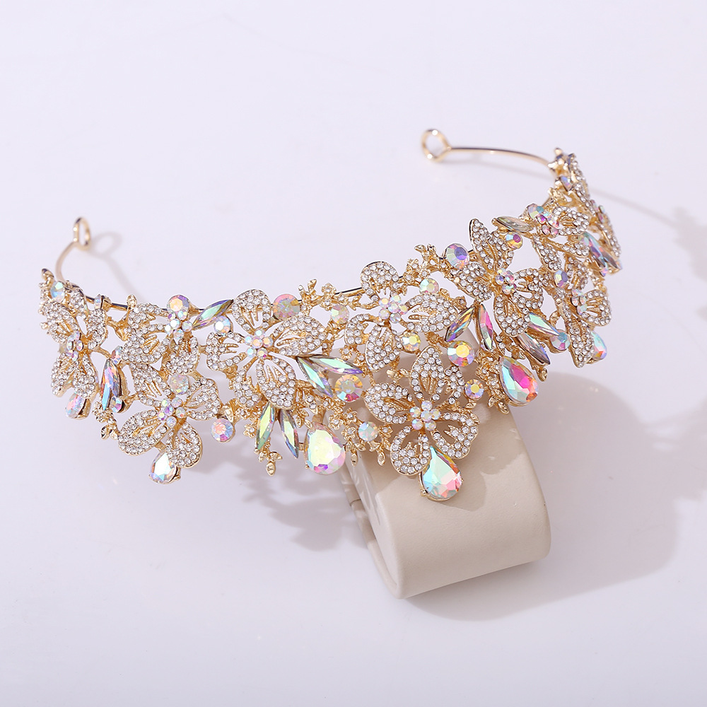 357g Weight Crown Hair Accessories Type 1 Piece Quantity Wedding, Birthday, Festival Occasion Alloy Material Leaves Pattern All Seasons Season Women's Gender Diamond Design Simple Style, Shiny Style Simple Style Shiny Women's Leaves Alloy Diamond Crown 17