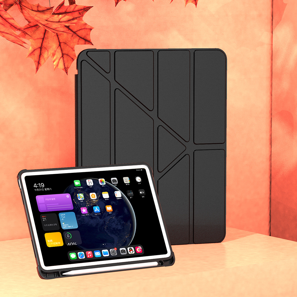 Ipad12.9 Pen Tray Protective Case Pro11 Silicone Anti-fall Bracket Shell9.7 Frosted Transparent Air4 Protective Case