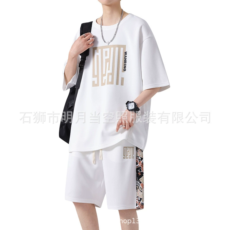 Мужской летний тонкий спортивный комплект, футболка-поло с коротким рукавом, размеры M–4XL