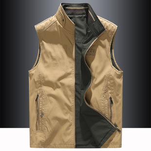 Double-Sided Vest Men's Autumn and Winter Embroidered Stand-Up Collar Vest Outdoor Sports Reversible Vest Cross-Border Dropshipping Workwear