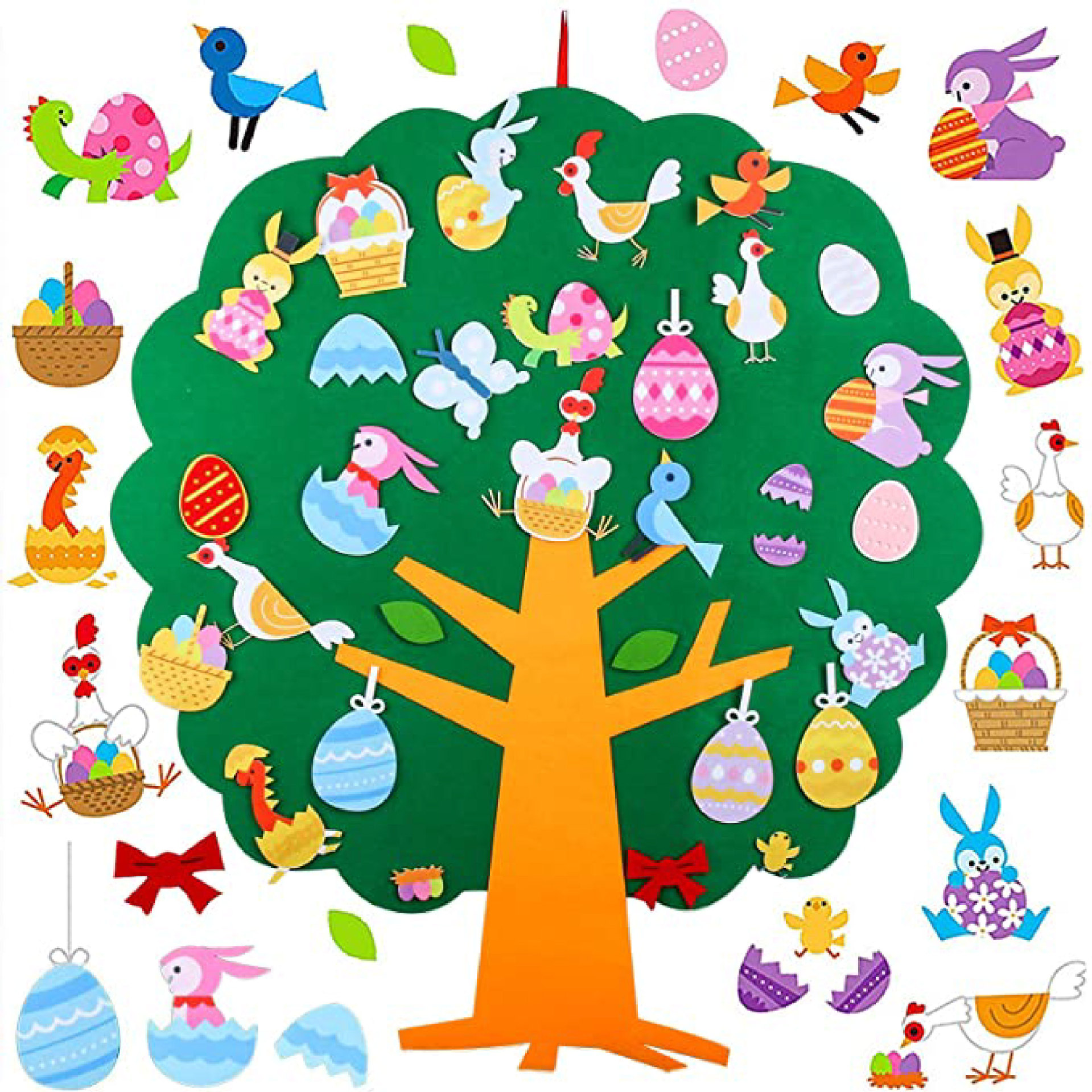 毛毡复活节装饰套装D I Y毛毡复活节兔子/复活节树/复活节小鸡