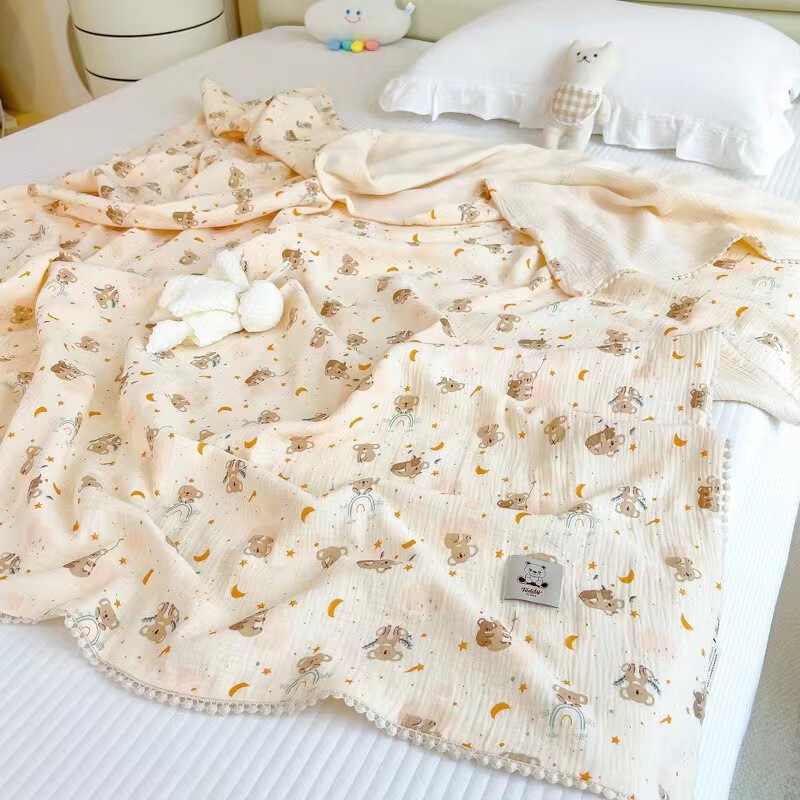 Pure Cotton Gauze 120*150 Baby Blanket Summer Air Conditioning Quilt Cute Floral Thin Quilt Machine Washable Summer Cooling Quilt Pure Cotton Gauze 120*150 Baby Blanket Summer Air Conditioning Quilt Cute Floral Thin Quilt Machine Washable Summer Cooling Quilt