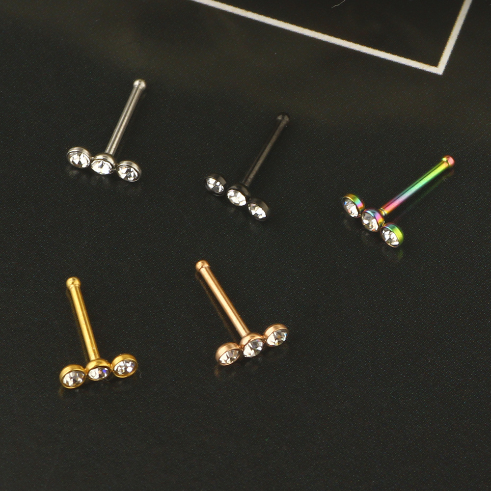 Cross-border 316L Surgical Steel Nose Ring Zircon Nose Nail Earrings Nose Nail Wholesale detail image 8
