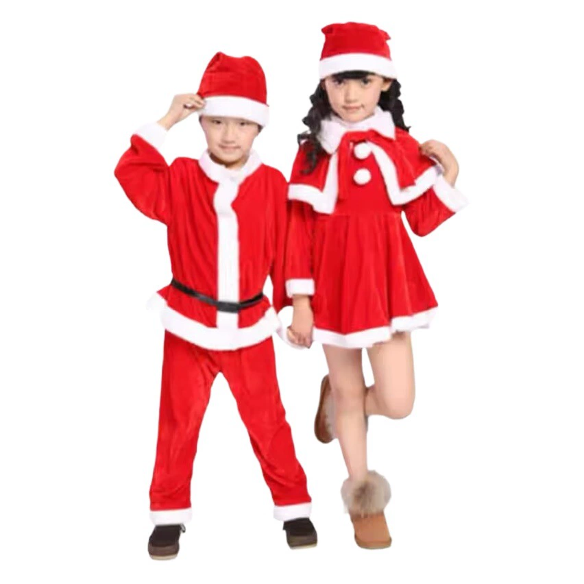 Детский Рождественский костюм Костюм из золотого бархата Костюм для выступлений для мальчиков и девочек Костюм для ролевых игр Санта-Клауса для детского сада