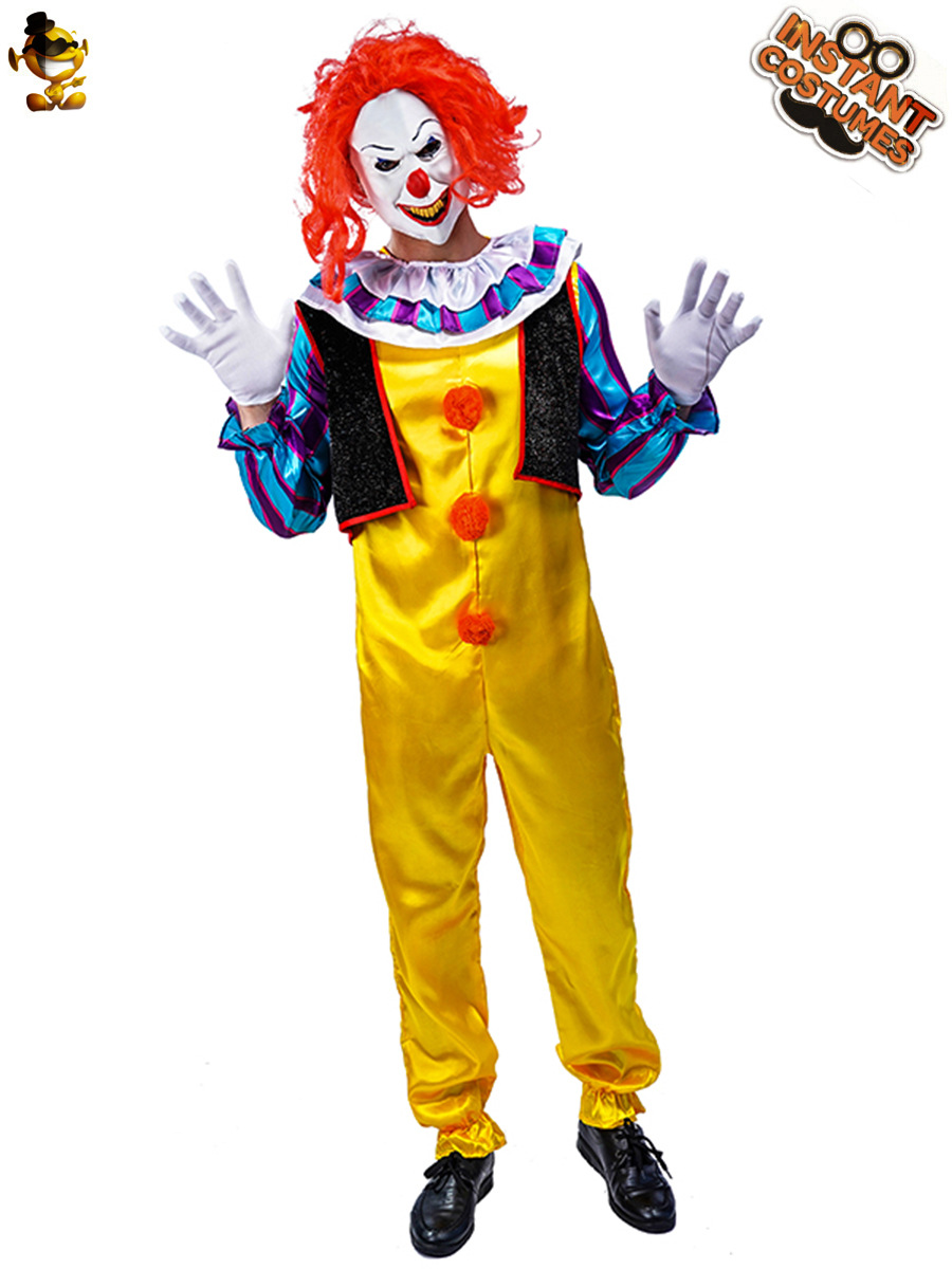 Halloween adulto hombre horror matando payaso traje de una pieza gran payaso demonio masculino juego de rol disfraz