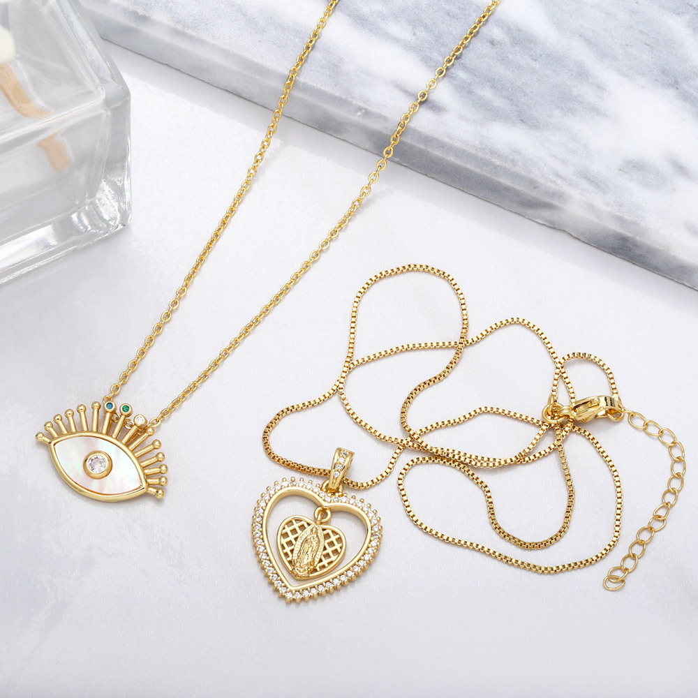 fashion eye pendant necklace simple  diamond-encrusted lcopper necklace