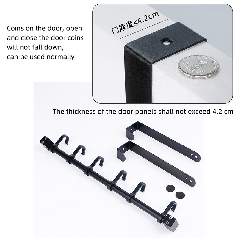 Space aluminum bedroom bathroom toilet towel clothing no-drilling door back hooks door-mounted hanger coat hook