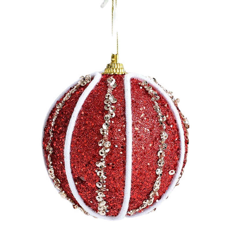 Hong Kong Heng BOLA DE Navidad vacaciones Navidad bola decorativa 8cm pegajoso paño Rosa tira lentejuelas bola ventana adornos Navidad árbol bola de color