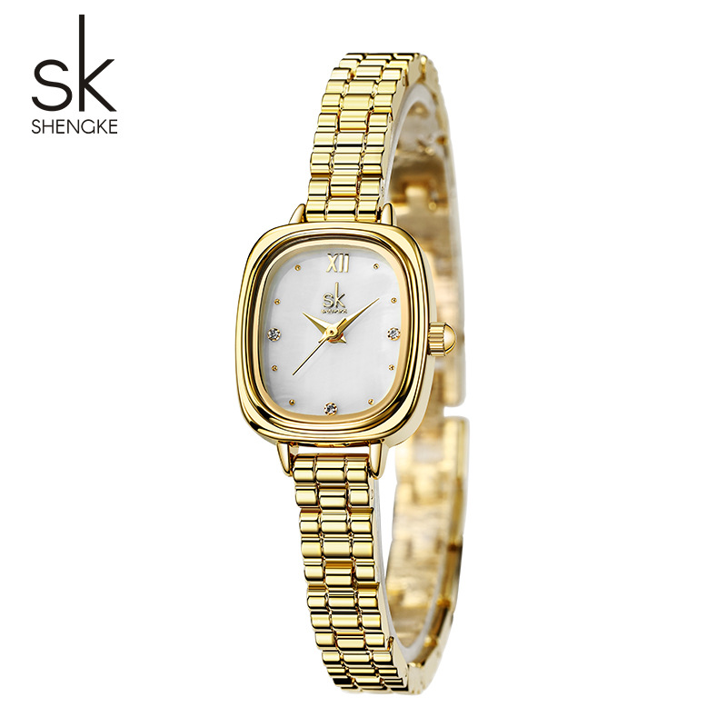 Reloj SK para mujer, cinturón de acero de moda, reloj cuadrado pequeño, reloj de cuarzo impermeable transfronterizo, comercio exterior al por mayor, reloj de nicho femenino 0217