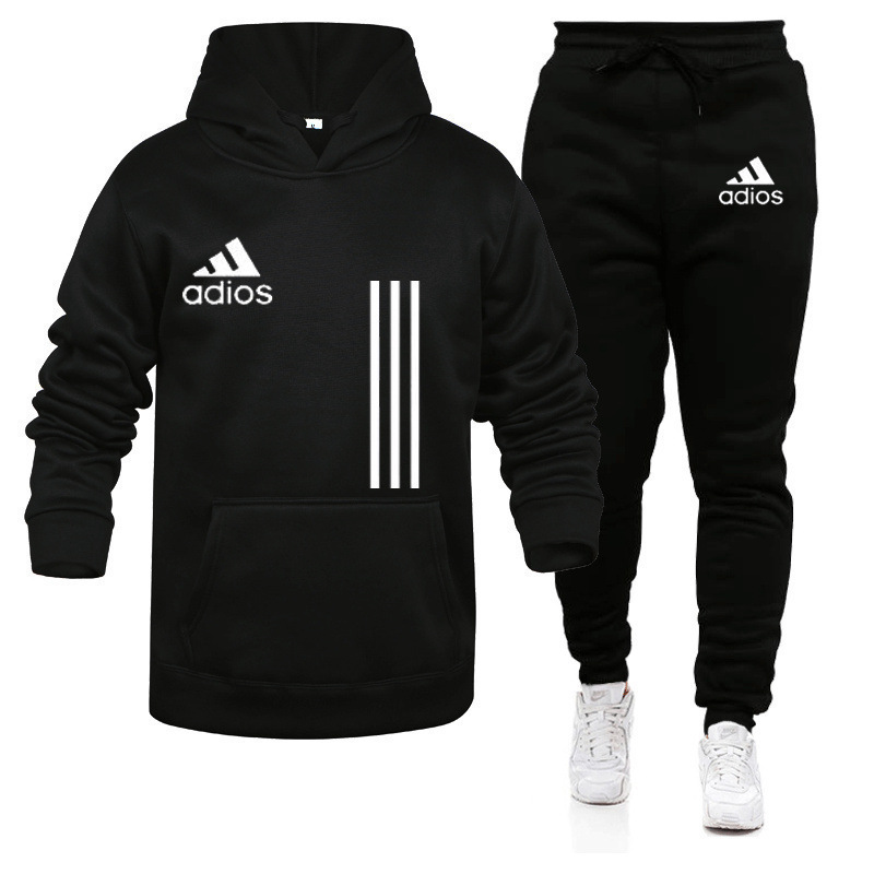 Autumn and Winter Men's Casual Sweater suit Sports Pullover Printed Hoodie Fashionable Fleece Sweater Men's Two-Piece Set