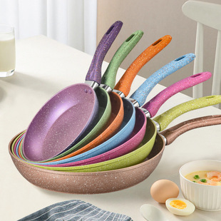 Colorful Flats Bottom Household Medical Stone Non-Stick Pan Imitation Die-Cast Frying Pan Induction Cooker Universal Steak Frying Pan