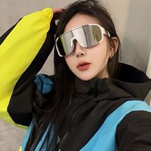 欧美户外运动骑行银色眼镜登山夜骑太阳镜连体护目防风镜墨镜男女