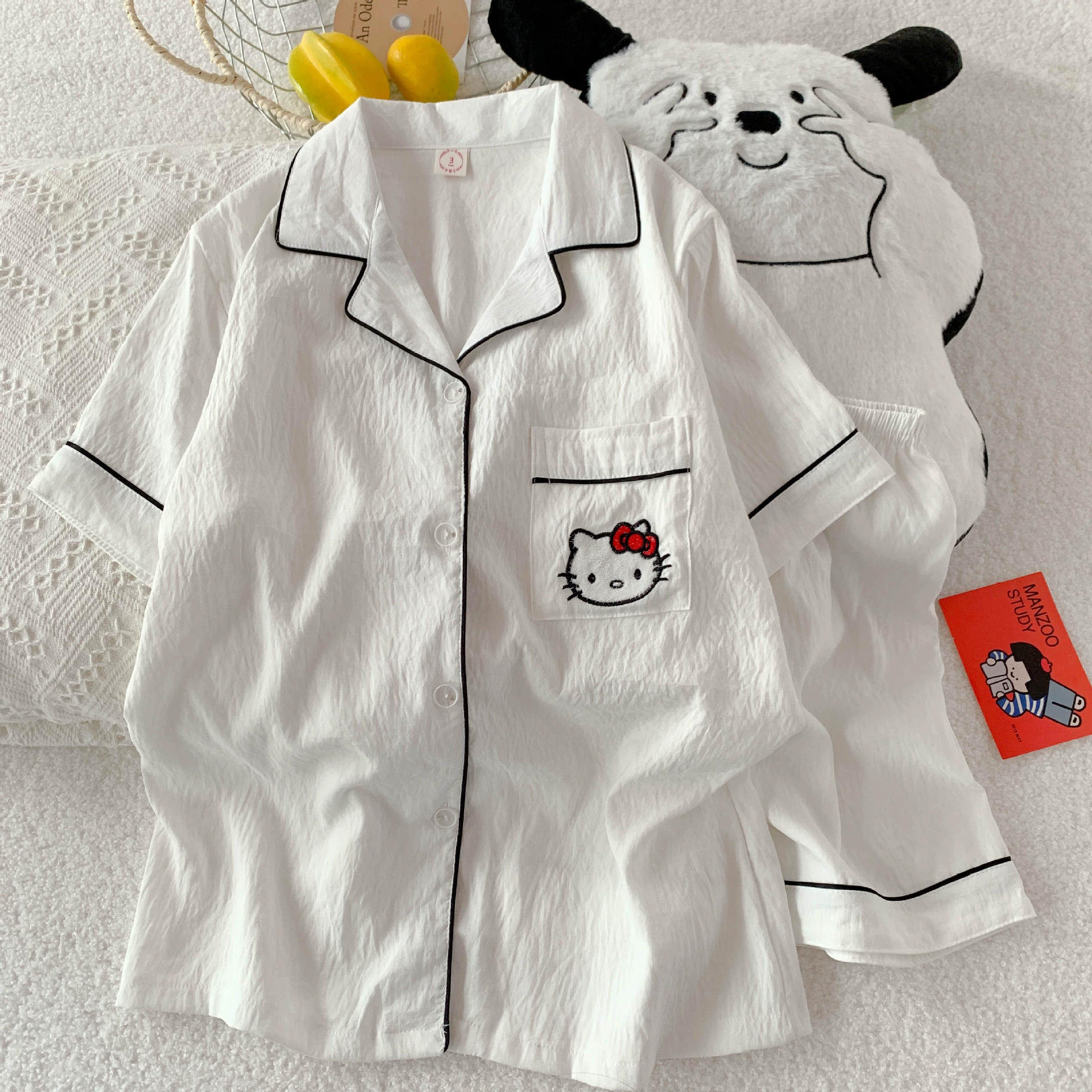 Source Factory Летняя новая пижама женский облако хлопок отворот кардиган шорты с короткими рукавами сладкая девушка домашняя одежда