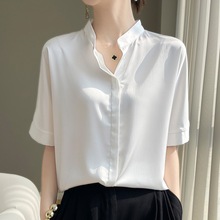 批发无袖缎面真丝衬衫女短袖上衣高级感正装夏季叠穿醋酸打底衬衣