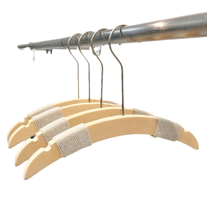 Percha de ropa de madera maciza tienda de ropa especial pequeño mediano ropa para niños tienda de ropa de mujer cuerda de algodón de madera Luna curvada ropa antideslizante soporte colgante