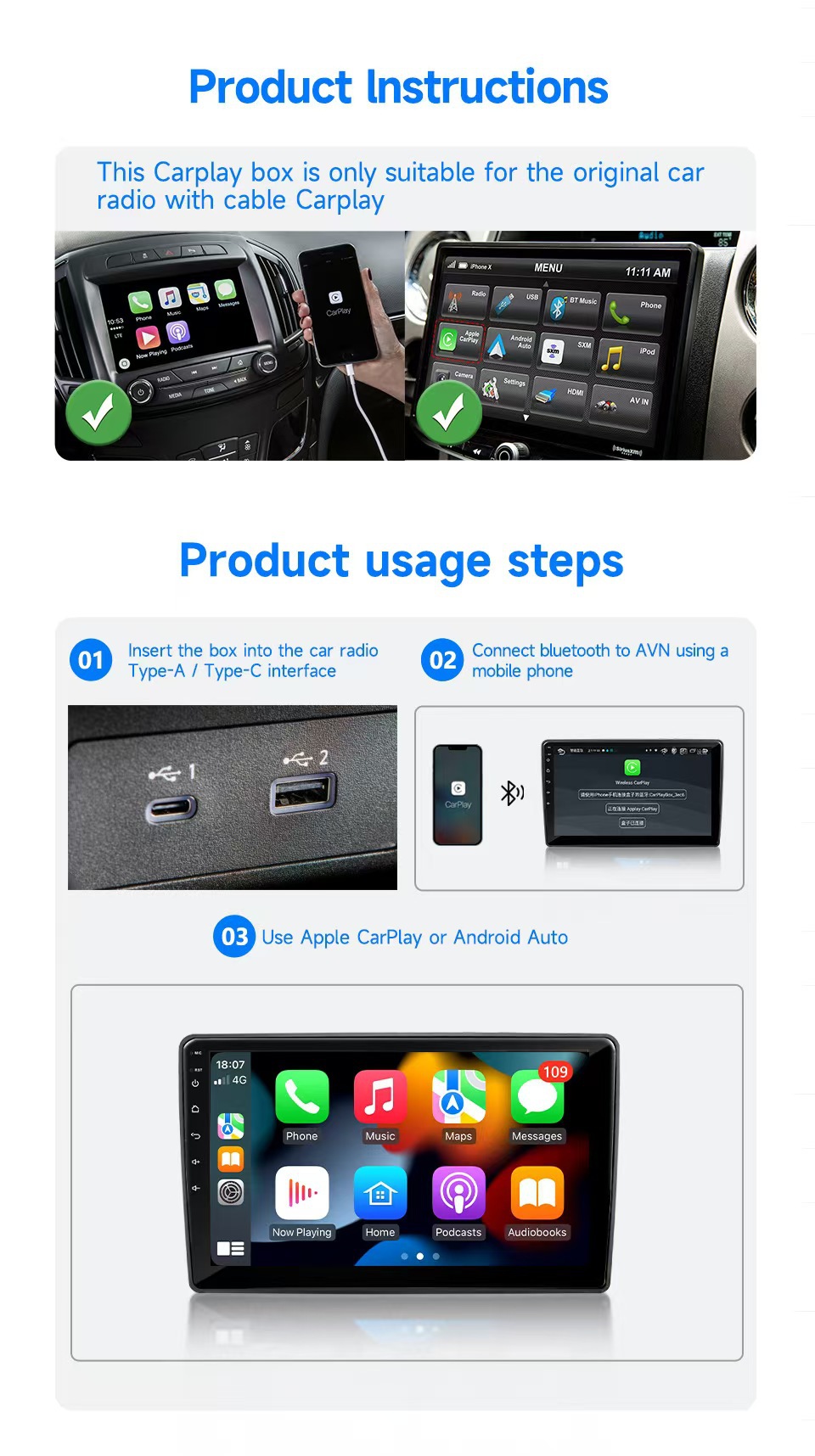 Wireless Carplay Box Apple Android Smart Car Connectivity Box Car Carplay Adapter