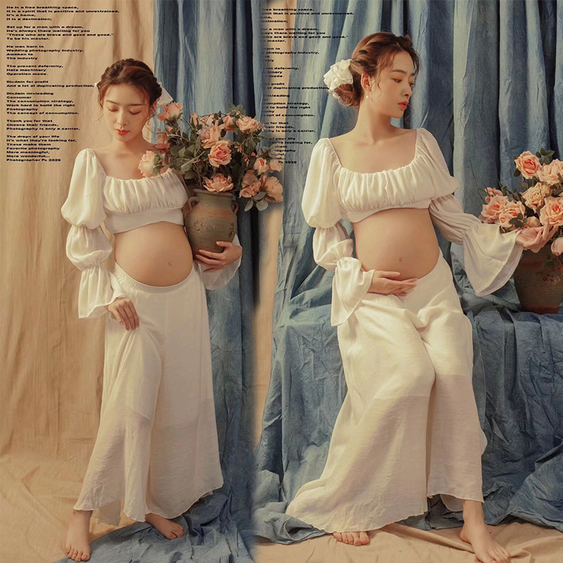 Exhibition New Studio pregnant women photography clothing beautiful retro pregnant mommy dress big belly photography photo clothes