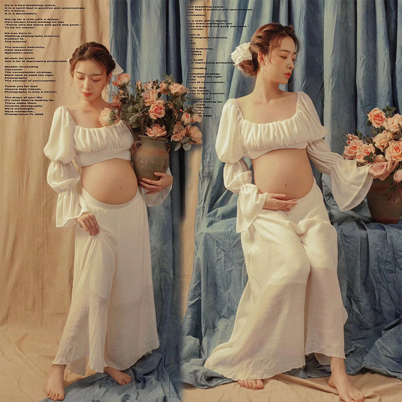 Exhibition New Studio pregnant women photography clothing beautiful retro pregnant mommy dress big belly photography photo clothes