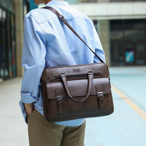 Cross-border new vintage men's briefcase shoulder tote business backpack large-capacity laptop bag shoulder crossbody bag
