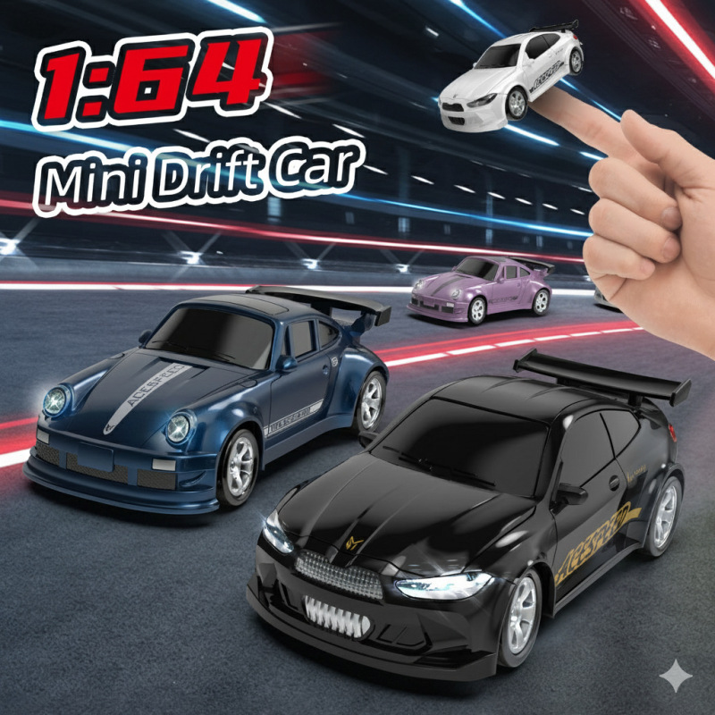 Children's Rc Professional Remote Control Car 1:64 Four-Wheel Drive Drift Car Light Controllable Desktop Mini Toy Car Boy Gift