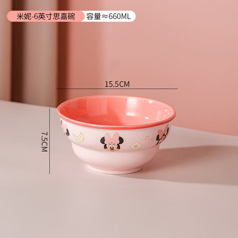 Bowl de cerámica de dibujos animados de Disney encantador tazón infantil de gran capacidad Scarlett de alto valor facial para niñas tazón de fideos de arroz doméstico