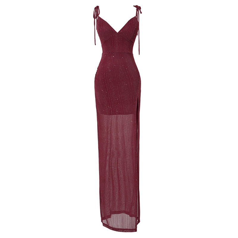 Women's Clothing Sexy lace see through long dress, slim and thin low cut suspender skirt, nightclub celebrity temperament hip dress_voghion.com