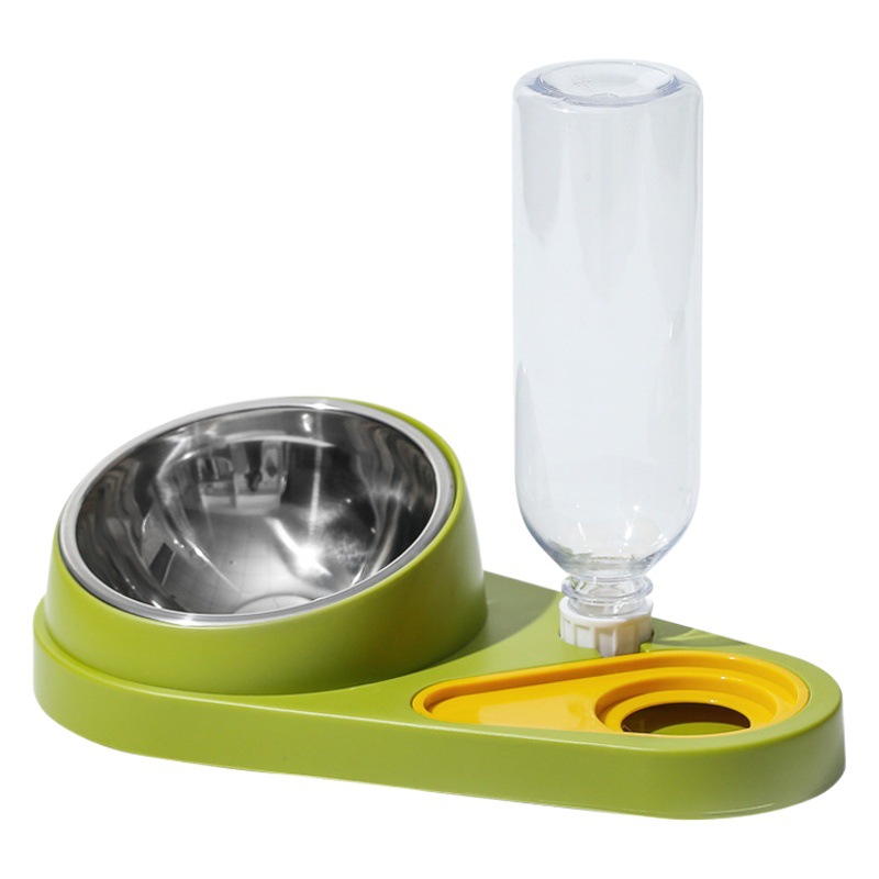 Perro Bowl gato tazón doble tazón de protección del cuello de acero inoxidable antidetonante tazón automático beber alimentos para mascotas conjunto de Cuenca del perro