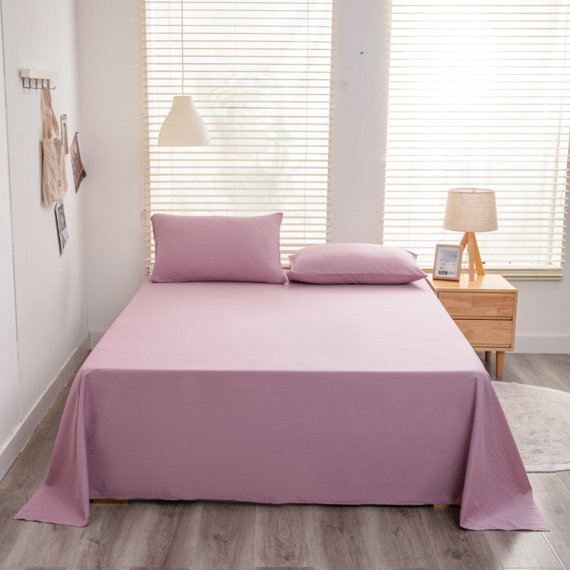 Sábanas de estilo japonés de algodón sólido de color sólido, sábanas de agua de lavado de piel, sábanas de cama de algodón sólido desnudo para dormir se pueden personalizar como una sola pieza de sábanas de grado madre e infante.