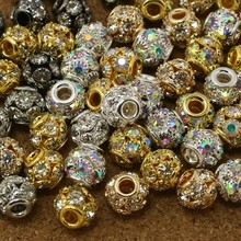 镶钻镂空圆珠耳环diy手工材料 手链水钻隔珠散珠子饰品配件2颗价