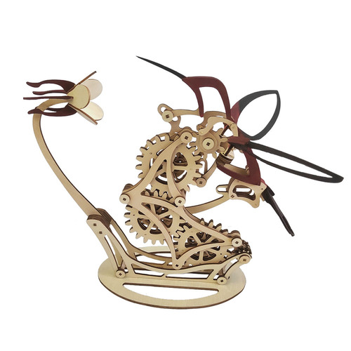 Hotly recommended mechanical hummingbird model wooden three-dimensional puzzle hand-assembled educational thinking toy ornaments for adults and children