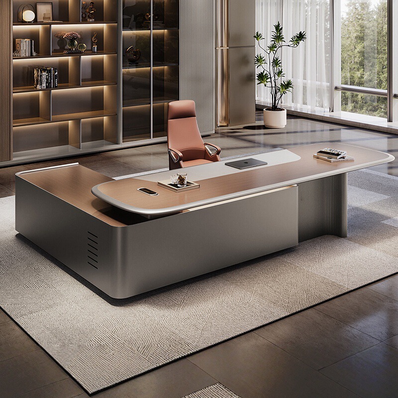 Luxurious Executive Desk with a High-End Feel, Simple and Sophisticated, Suitable for the President's or Chairman's Office, High-End Office Furniture Set