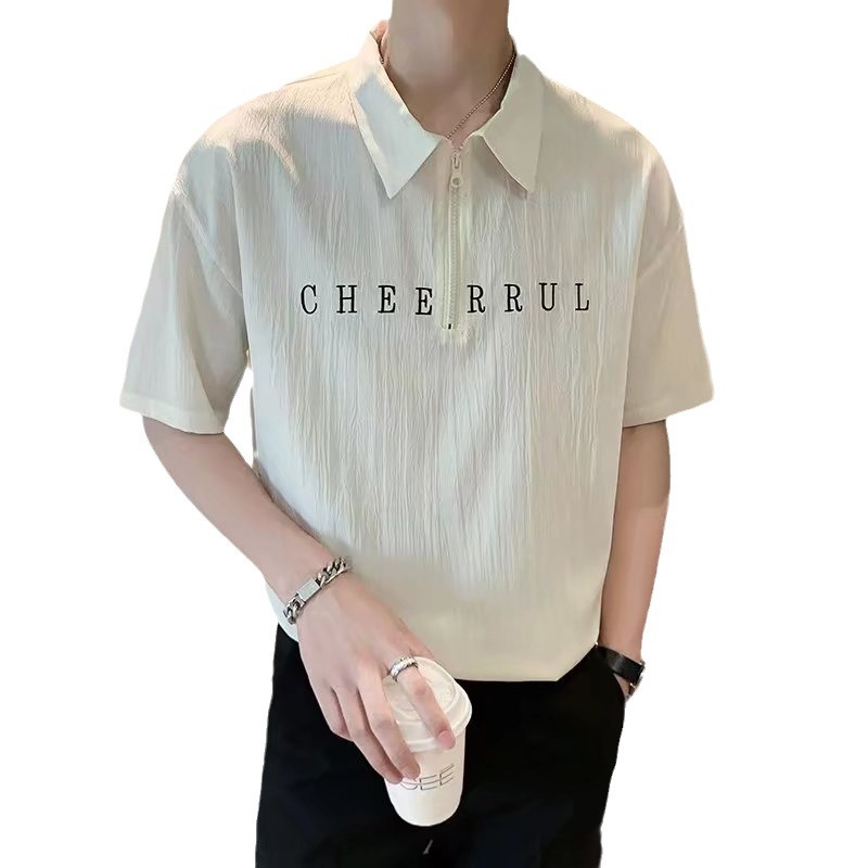 2024 verano nueva personalidad tendencia de moda t marca de moda camisa POLO hombres solapa suelta delgada camiseta de manga corta hombres