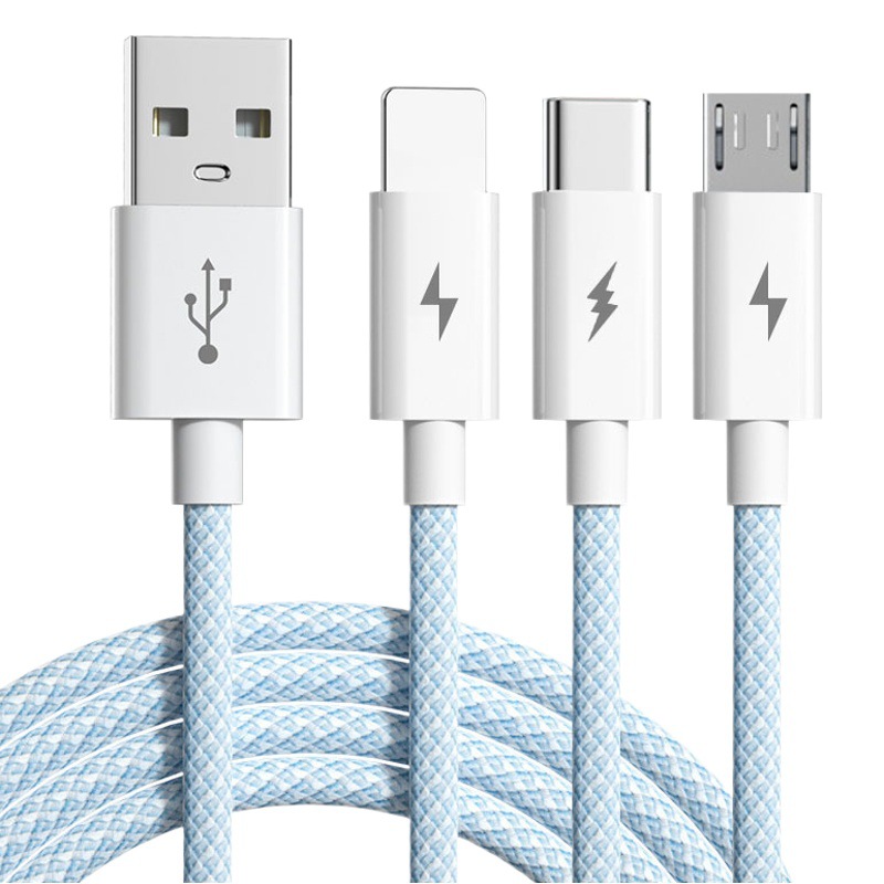 66W Super carga rápida macaron trenzado un minuto tres cable de datos adecuado para Apple Android TypeC cable de carga