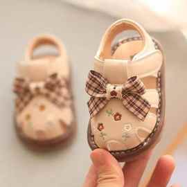 婴儿防滑步鞋夏季包头宝宝公主软底学软底婴幼儿女童鞋子凉鞋童鞋