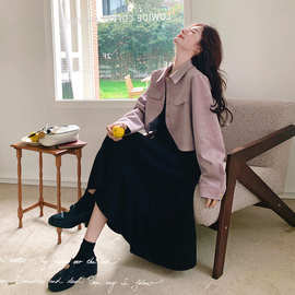 超火紫色麂皮绒外套连衣裙套装女早春两件套高级感ootd穿搭流行