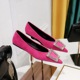 2873-K18 Korean version fashionable flat bottomed women's shoes with suede V-shaped mouth, shallow mouth, pointed water diamond buckle, flat heel sole