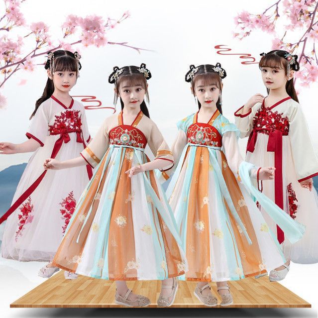 儿童汉服夏季女童古风雪纺新款日常襦裙表演服古装国学服演出服