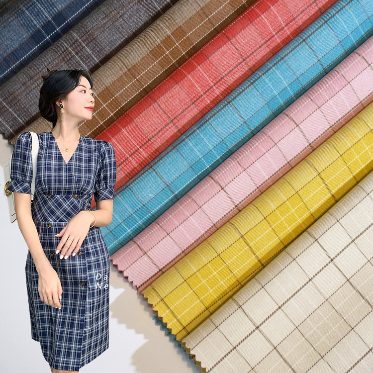 tr格子西装面料 春夏旗袍连衣裙格子布新品 JK百褶裙格子服装布料