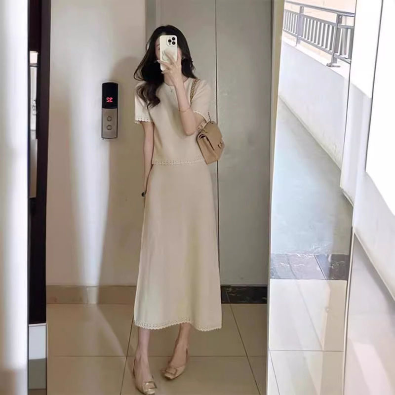 夏装搭配一整套女装时尚气质名媛小香风显瘦白色上衣半身裙两件套|undefined