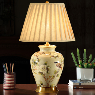 American Ceramic Table Lamp Bedroom Bedside Lamp Home Warm All-Copper Living Room European Bedside Table Wedding Room Room Decoration