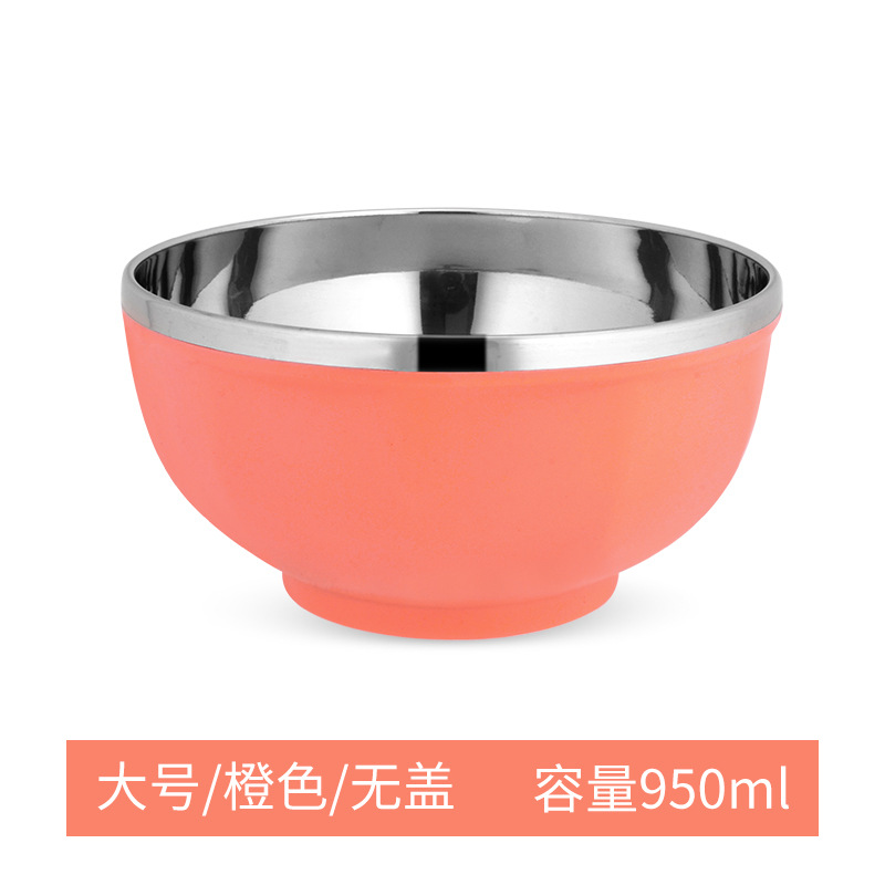 304 tazón de arroz de acero inoxidable de gran capacidad tazón de arroz kindergarten fábrica de aislamiento térmico tazón resistente a la caída de alto valor de color Estilo nórdico tazón